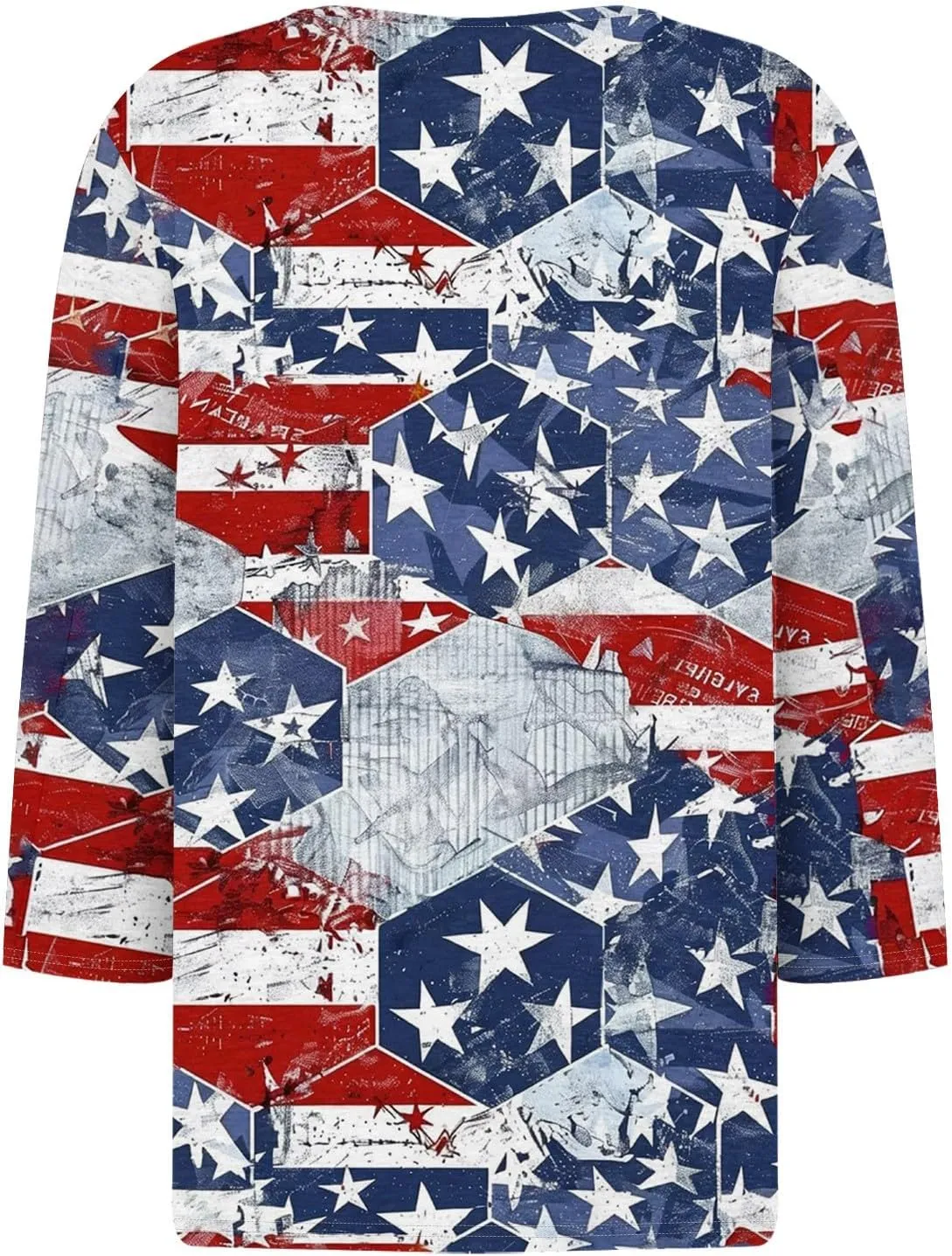 Womens Summer Tops Patriotic 4th of July V Neck 3/4 Sleeve Casual Tshirts Comfortable Soft Fabric Shirts