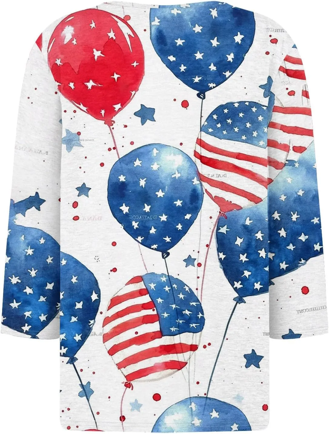 Womens Summer Tops Patriotic 4th of July V Neck 3/4 Sleeve Casual Tshirts Comfortable Soft Fabric Shirts
