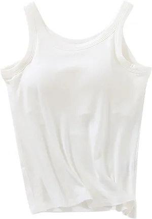 Womens Tank Tops with Built in Bra Modal Padded Camisole Yoga Bra 2025 Racerback Workout Tops Cotton Undershir