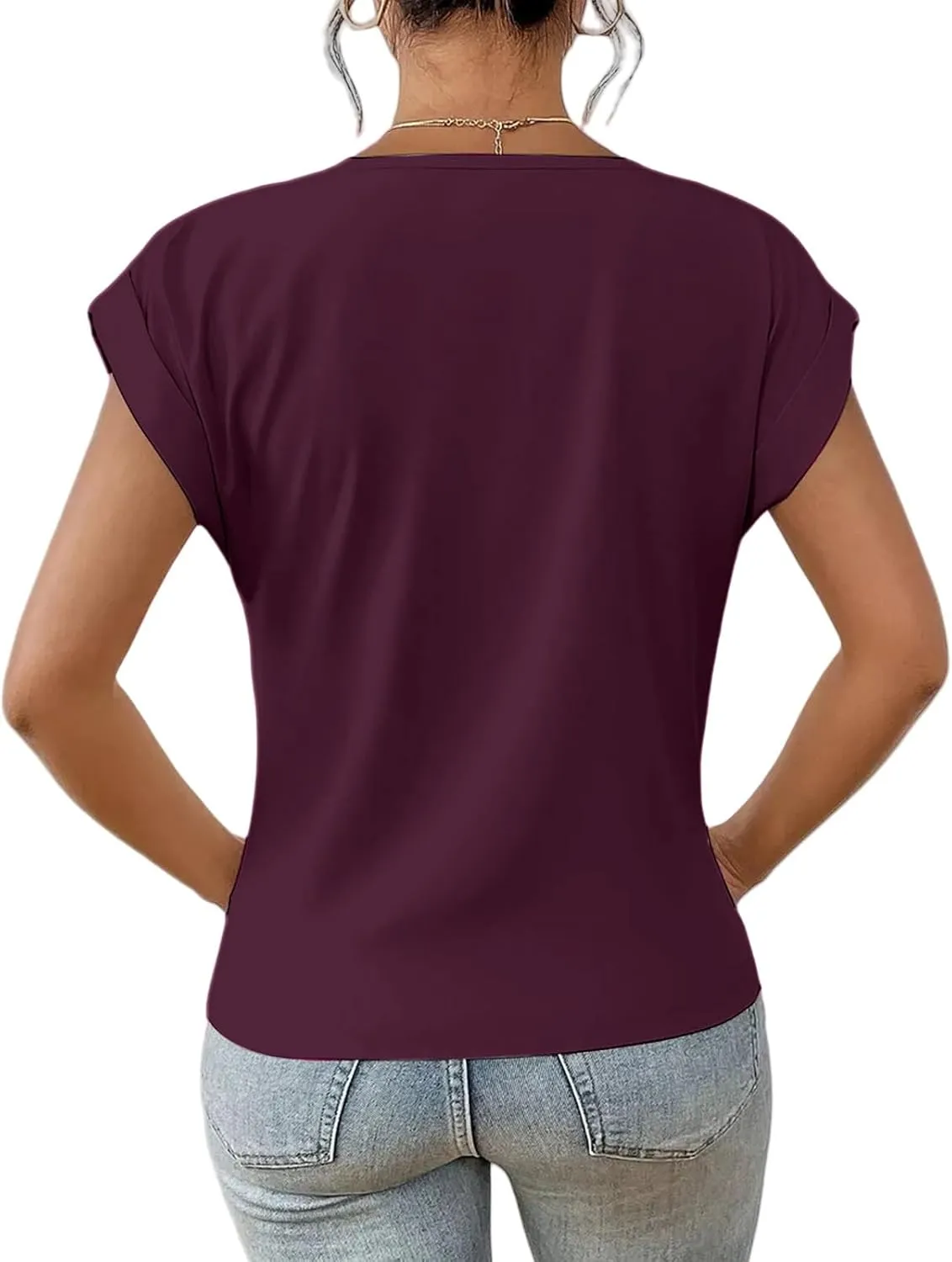 Womens Tops Casual Short Sleeve Twist Front Tee T-Shirt Loose Fitted Tunic Lightweight Summer Blouses Vacation Clothes