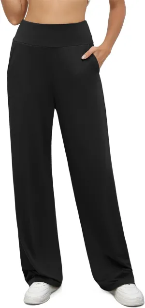 Womens Wide Leg Lounge Pants Loose Fit High Waisted Yoga Sweatpants for Women Comfy Pajamas with Pockets