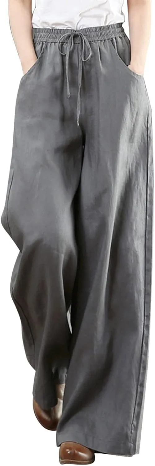 Women's Wide Leg Pants Winter Casual Vacation Leggings with Pockets Water Resistant Flare Leggings