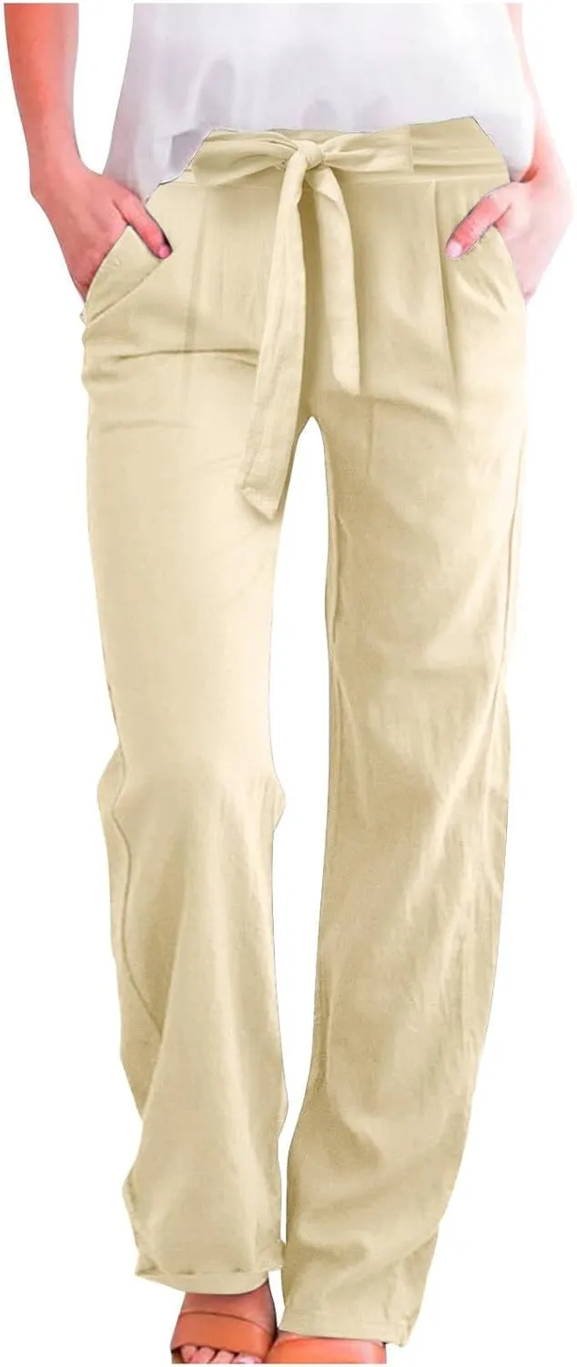 Women's Wide Leg Pants Winter Casual Vacation Leggings with Pockets Water Resistant Flare Leggings