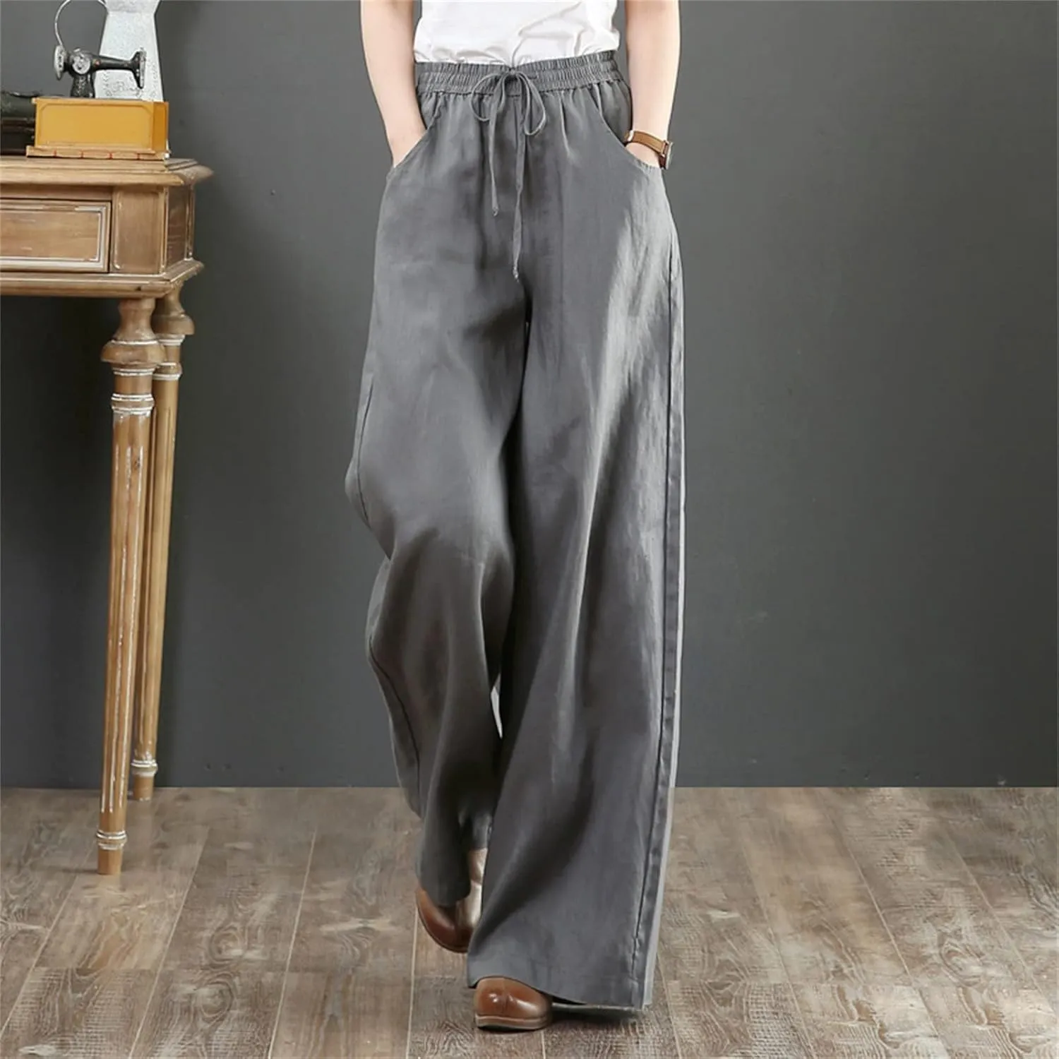 Women's Wide Leg Pants Winter Casual Vacation Leggings with Pockets Water Resistant Flare Leggings