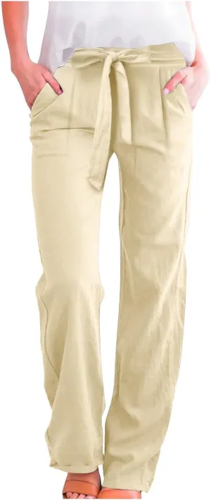 Women's Wide Leg Pants Winter Casual Vacation Leggings with Pockets Water Resistant Flare Leggings