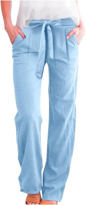 Women's Wide Leg Pants Winter Casual Vacation Leggings with Pockets Water Resistant Flare Leggings