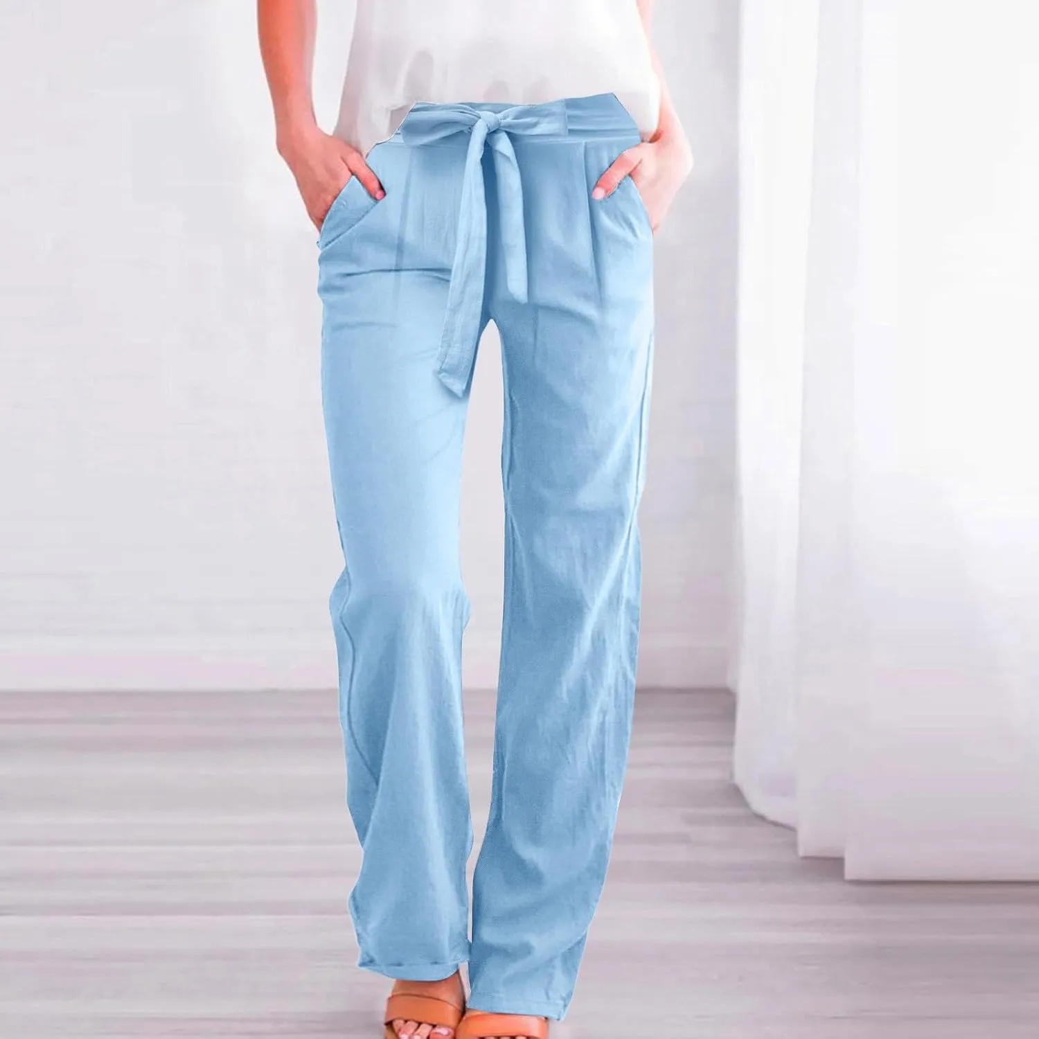 Women's Wide Leg Pants Winter Casual Vacation Leggings with Pockets Water Resistant Flare Leggings