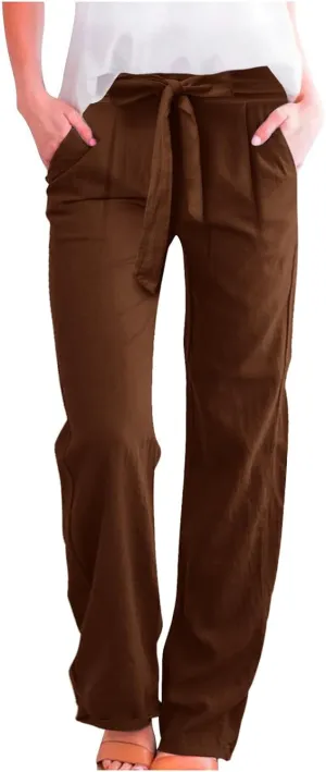Women's Wide Leg Pants Winter Casual Vacation Leggings with Pockets Water Resistant Flare Leggings