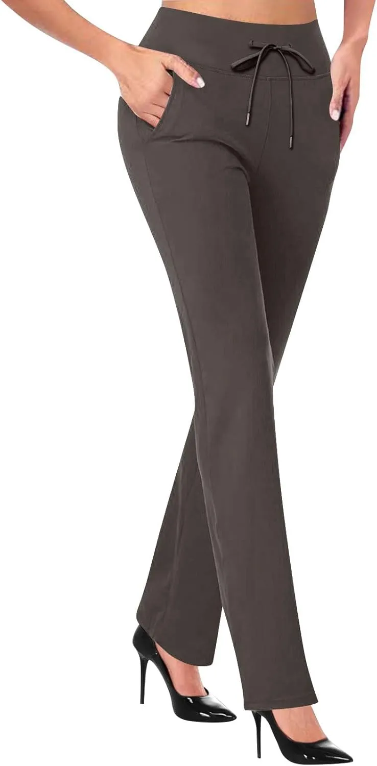 Women's Work Pants Slim Straight Leg Trousers High Waisted Drawstring Loose Lounge Pants Butt Lifting Pant for Women