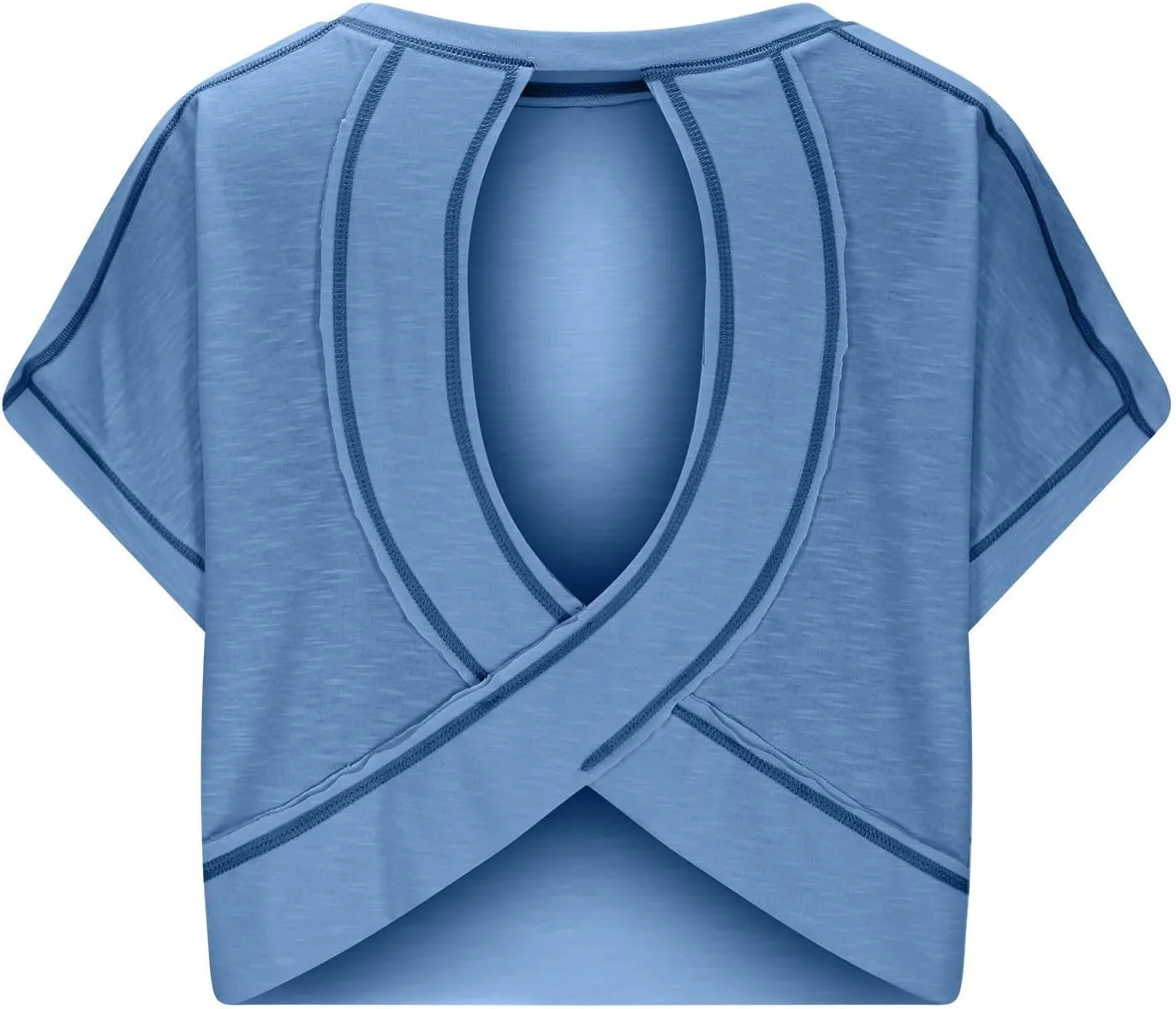 Womens Yoga Cover Up Workout Tops Open Back Gym Tee Oversized Short Sleeve T Shirts Casual Athletic Crop Tops