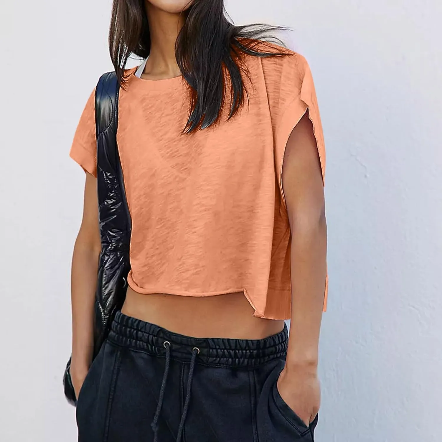 Womens Yoga Cover Up Workout Tops Open Back Gym Tee Oversized Short Sleeve T Shirts Casual Athletic Crop Tops