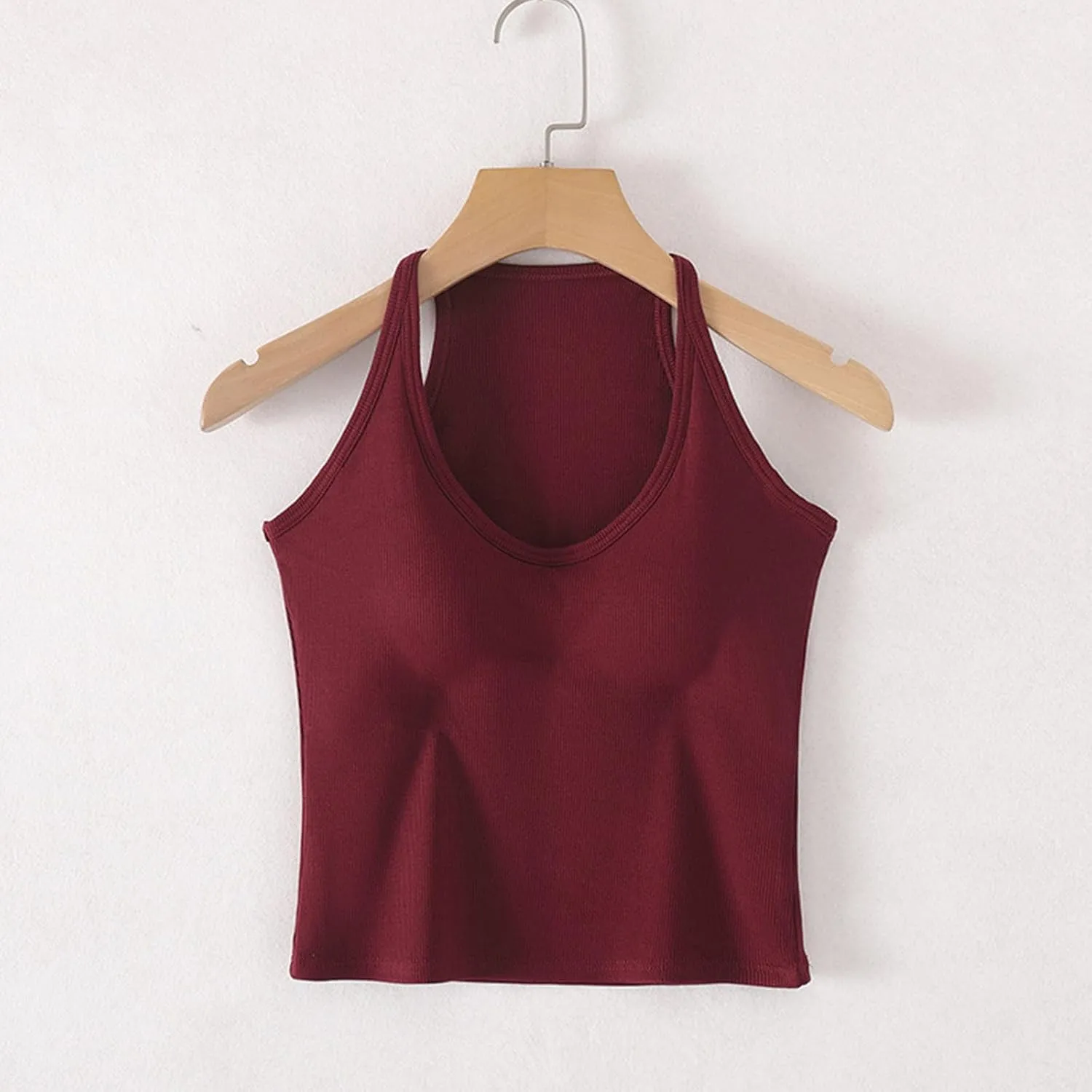 Workout Crop Tops for Women Longline Sports Bras Racerback Ribbed Tank Top with Built in Bra Yoga Athletic Shirts