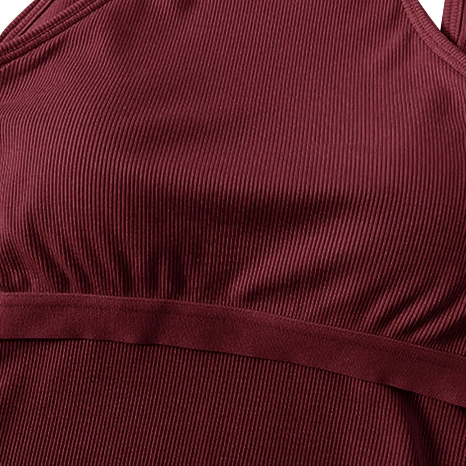 Workout Crop Tops for Women Longline Sports Bras Racerback Ribbed Tank Top with Built in Bra Yoga Athletic Shirts
