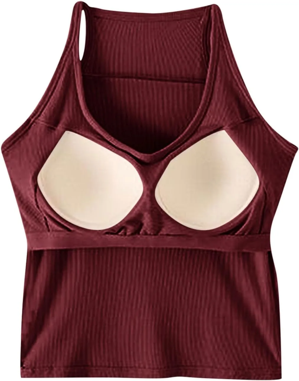 Workout Crop Tops for Women Longline Sports Bras Racerback Ribbed Tank Top with Built in Bra Yoga Athletic Shirts