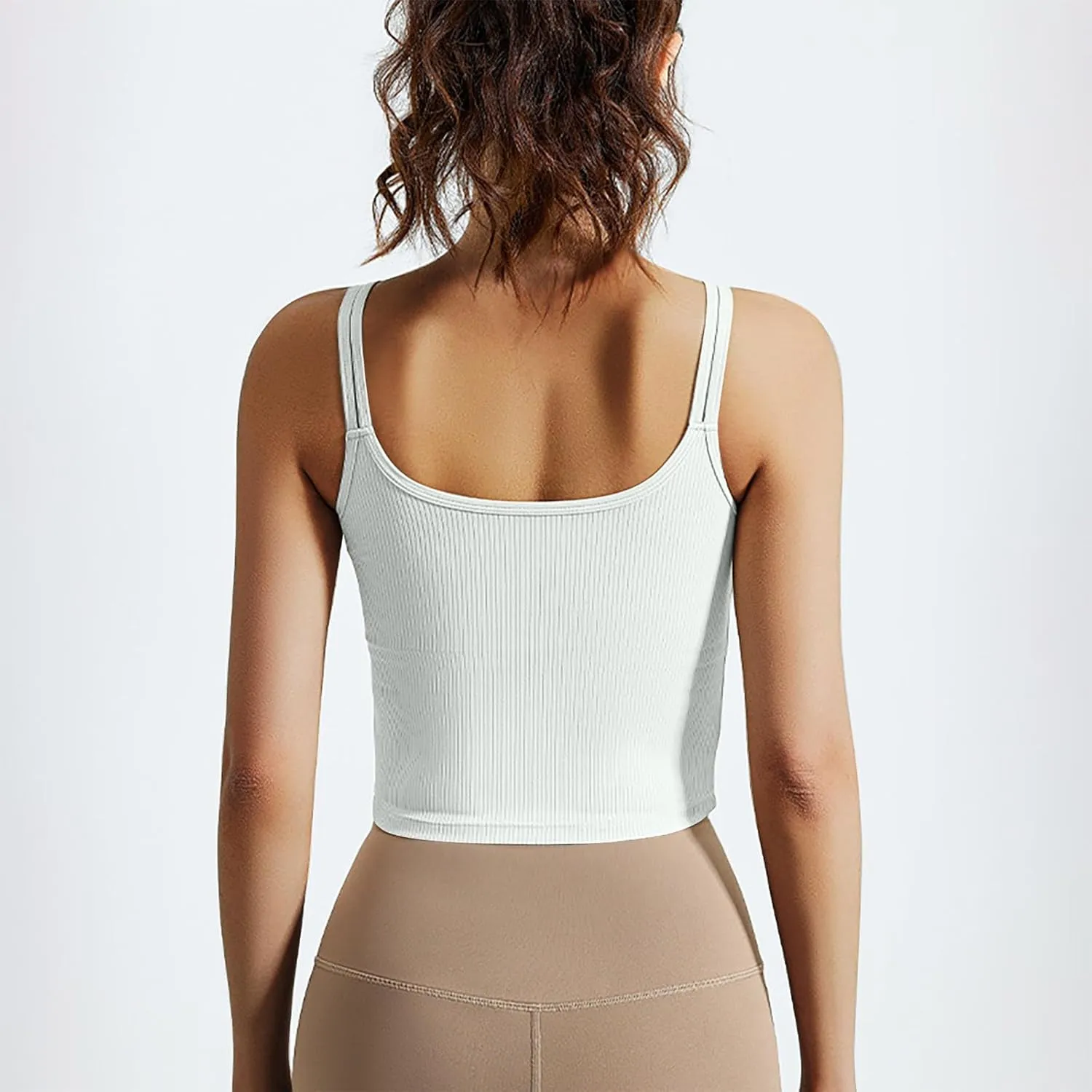 Workout Tank Tops for Women Built in Shelf Bras Padded Spaghetti Strap Crop Top Athletic Spandex Yoga Camisole