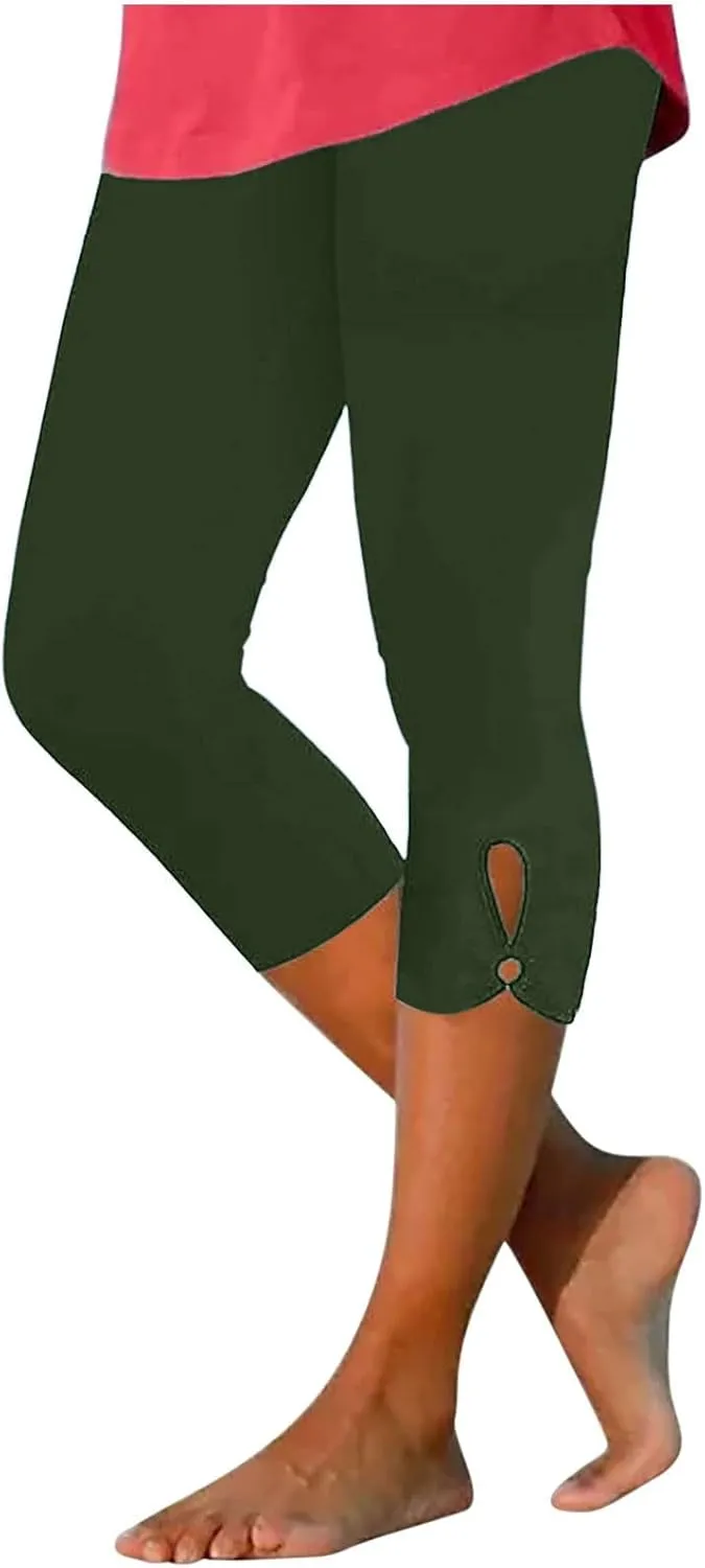 Xiaojmake Womens Capris for Summer Dressy High Waist Cropped Yoga Pants Comfy Stretchy Leggings Workout Compression Pants