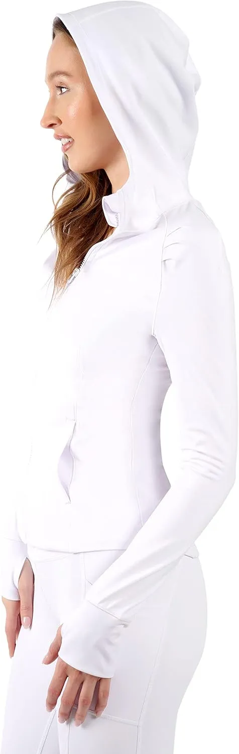 Yogalicious Full-Zip Lightweight Hooded Running Workout Yoga Lux Jacket with Pockets