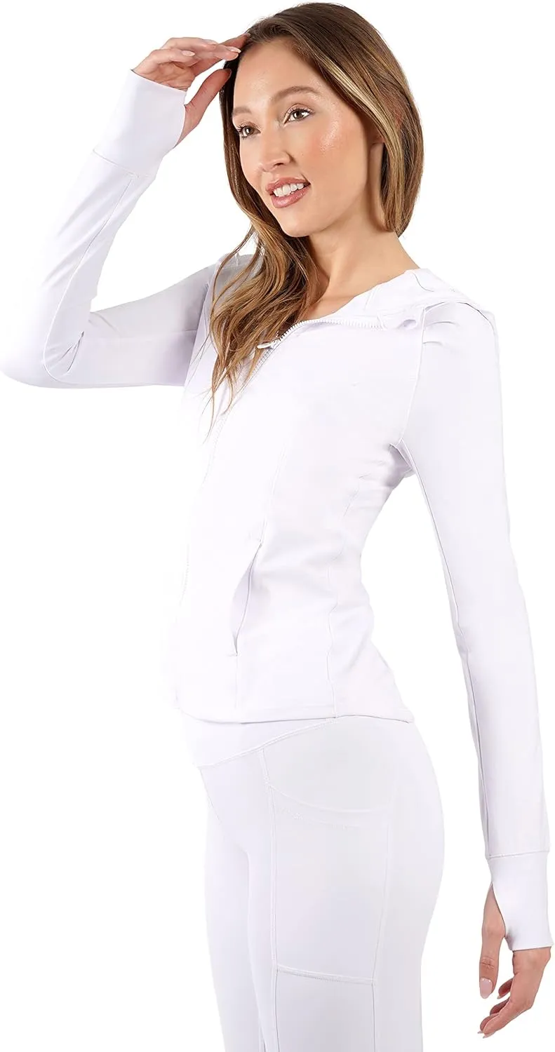 Yogalicious Full-Zip Lightweight Hooded Running Workout Yoga Lux Jacket with Pockets