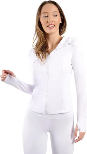 Yogalicious Full-Zip Lightweight Hooded Running Workout Yoga Lux Jacket with Pockets