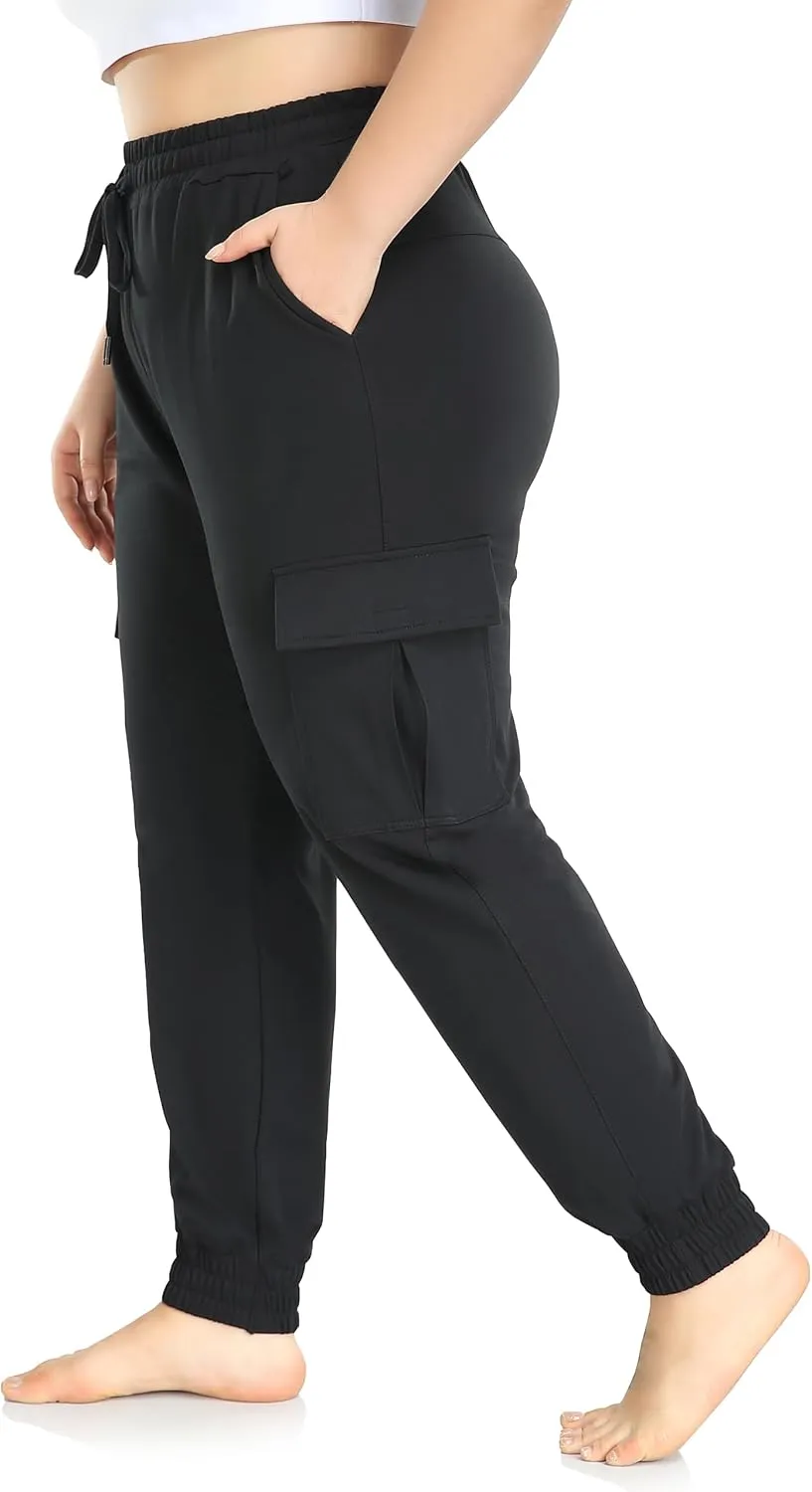 ZERDOCEAN Women's Plus Size Cargo Sweatpants Active Workout Casual Sweat Pants Joggers Pants Pockets Drawstring