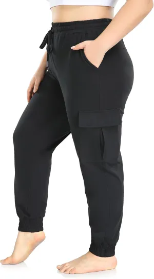 ZERDOCEAN Women's Plus Size Cargo Sweatpants Active Workout Casual Sweat Pants Joggers Pants Pockets Drawstring
