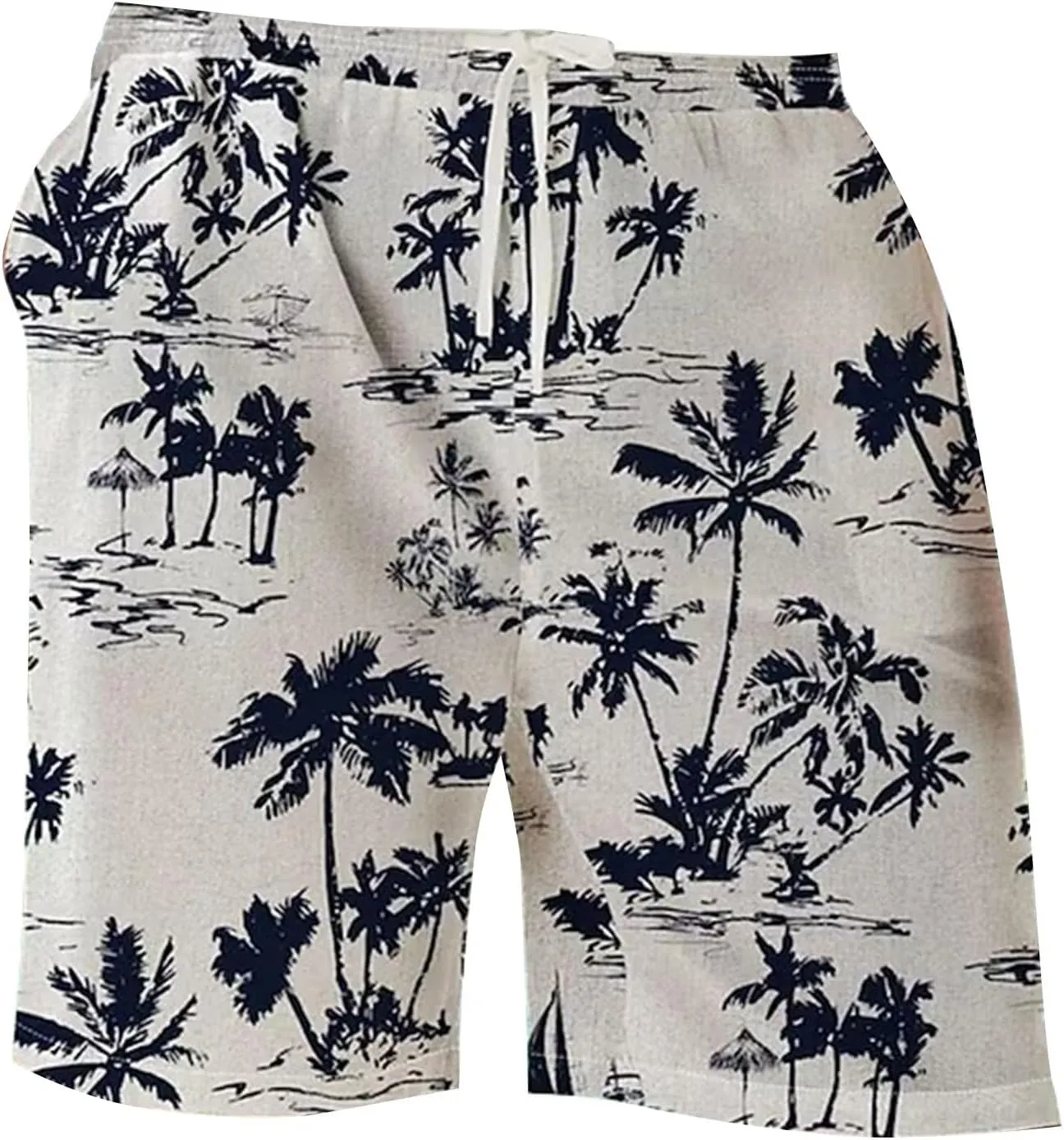 ZYXTIM Mens Linen Shorts 3D Print Holiday Beach Shorts Oversize Loose Fit Lightweight Casual Summer Boardshorts Loungewear